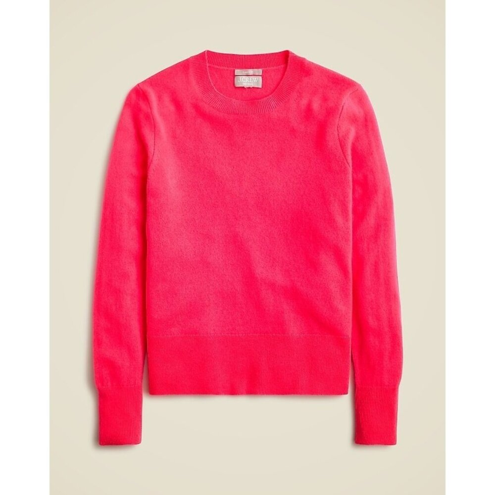NWT J.Crew Cashmere Classic-fit Crewneck Sweater in Neon Bright Strawberry S